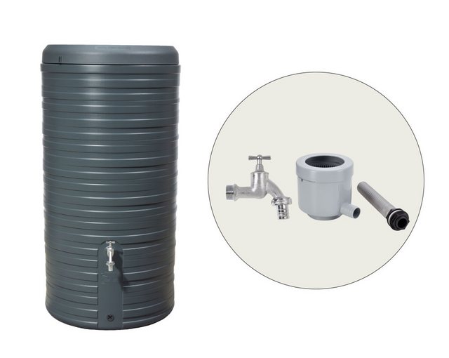 Bild von GARANTIA Regentonne NORDIC 2in1 Regenspeicher Komplett-Set 300 Liter graphite grey