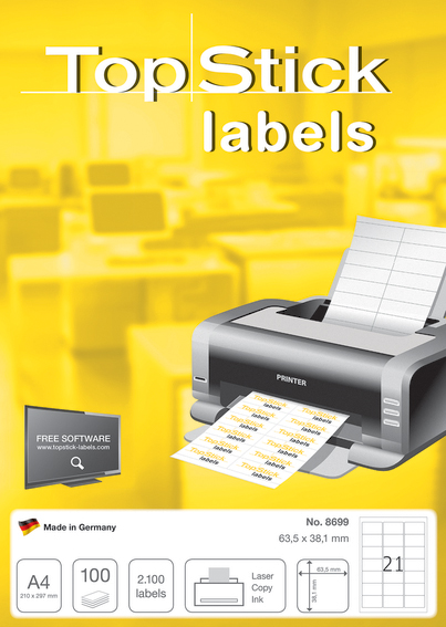Bild von TopStick Universal-Etiketten Papier weiß selbstklebend 200x297mm 100 B