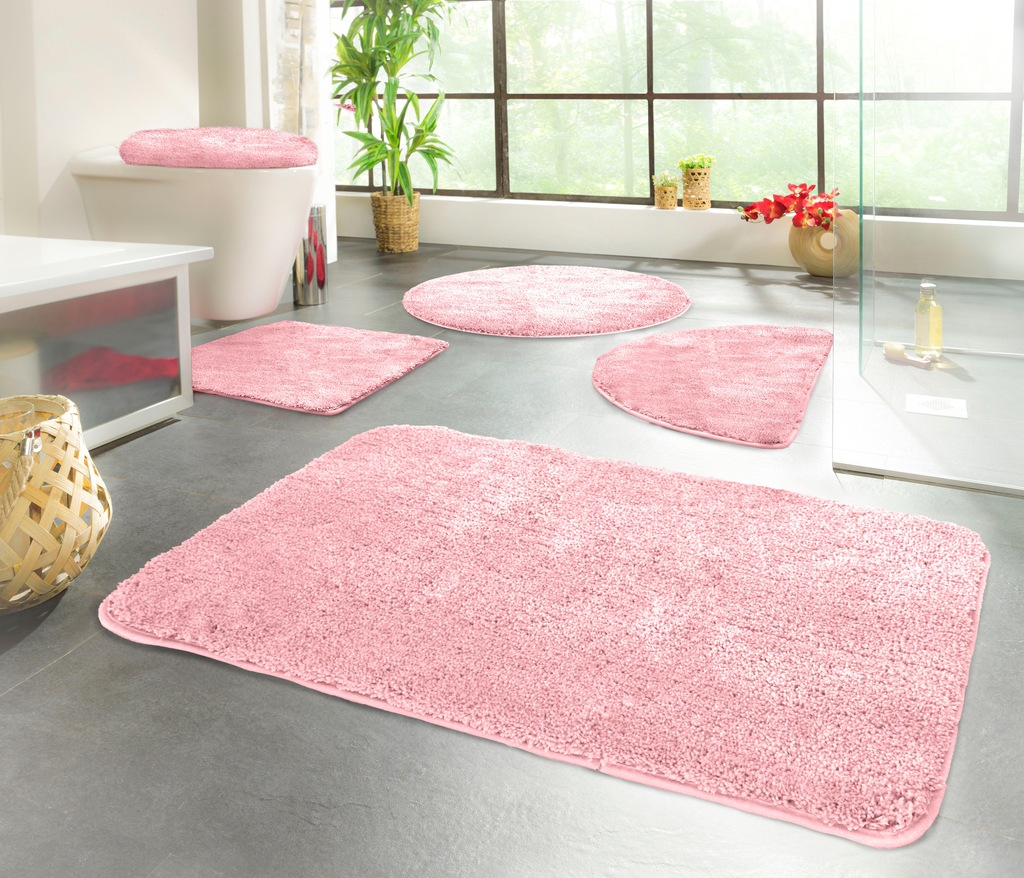 Bild von KiNZLER Badematte Chaozhou, Höhe 20 mm, rutschhemmend beschichtet, fußbodenheizungsgeeignet, Polyester, rechteckig, 2er-Set rechteckig 55x50 cm / rechteckig 50x80 cm, Badteppich, Uni Farben, weich, als rechteckig, rund & Set erhältlich