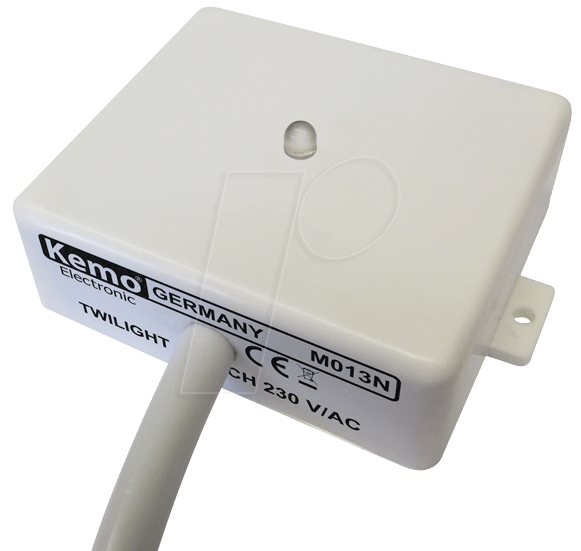 Bild von Kemo M013N elektronischer Dämmerungsschalter mit eingebautem Relais. Automatisches Ein- und Ausschalten bei Dämmerung und Tagesanbruch. Für potentialfreie Lasten bis 3 A