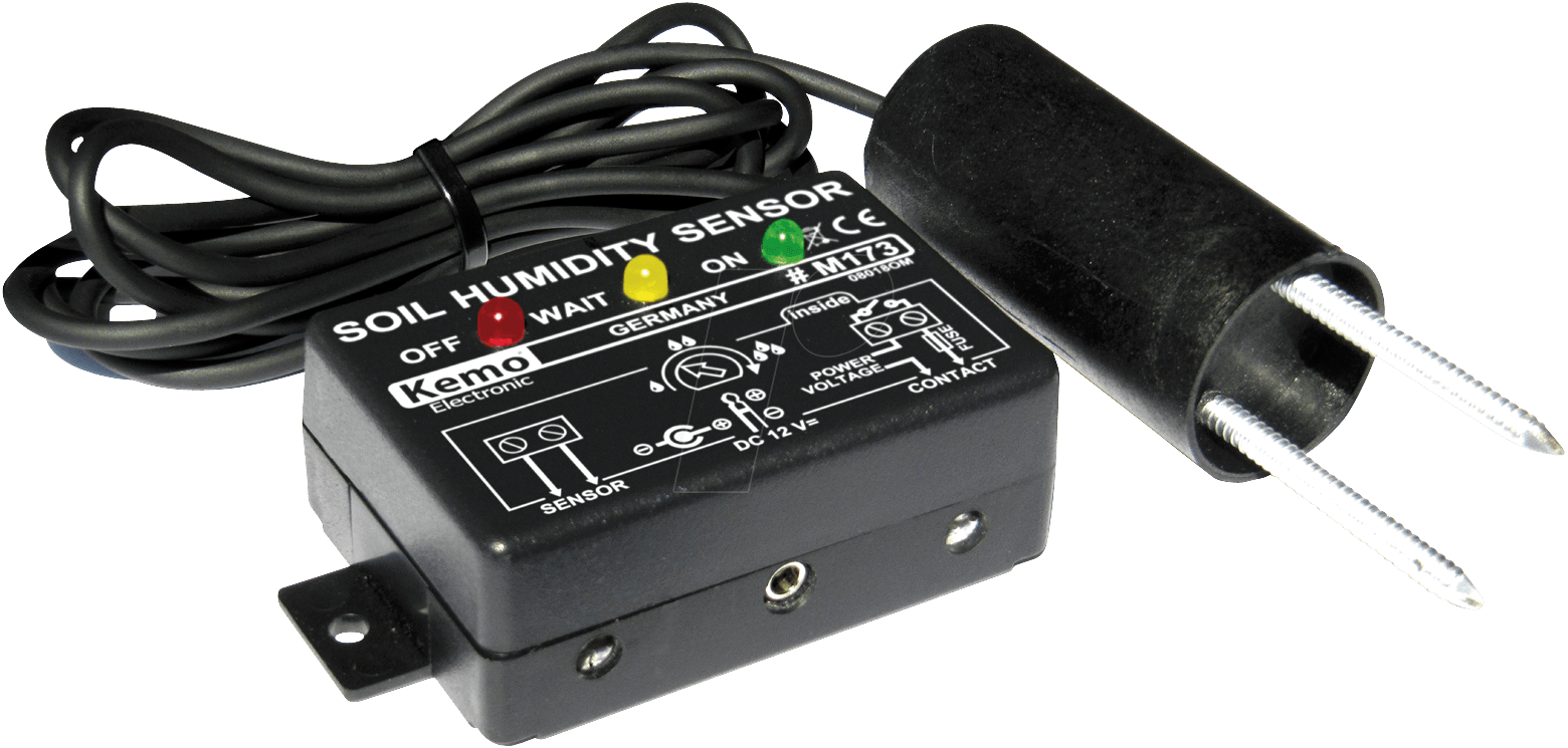 Bild von Kemo M173 Bodenfeuchtigkeitssensor 12 V/DC. Mit LED-Anzeige. Potentialfreier Relaiskontakt. Schaltschwelle stufenlos einstellbar