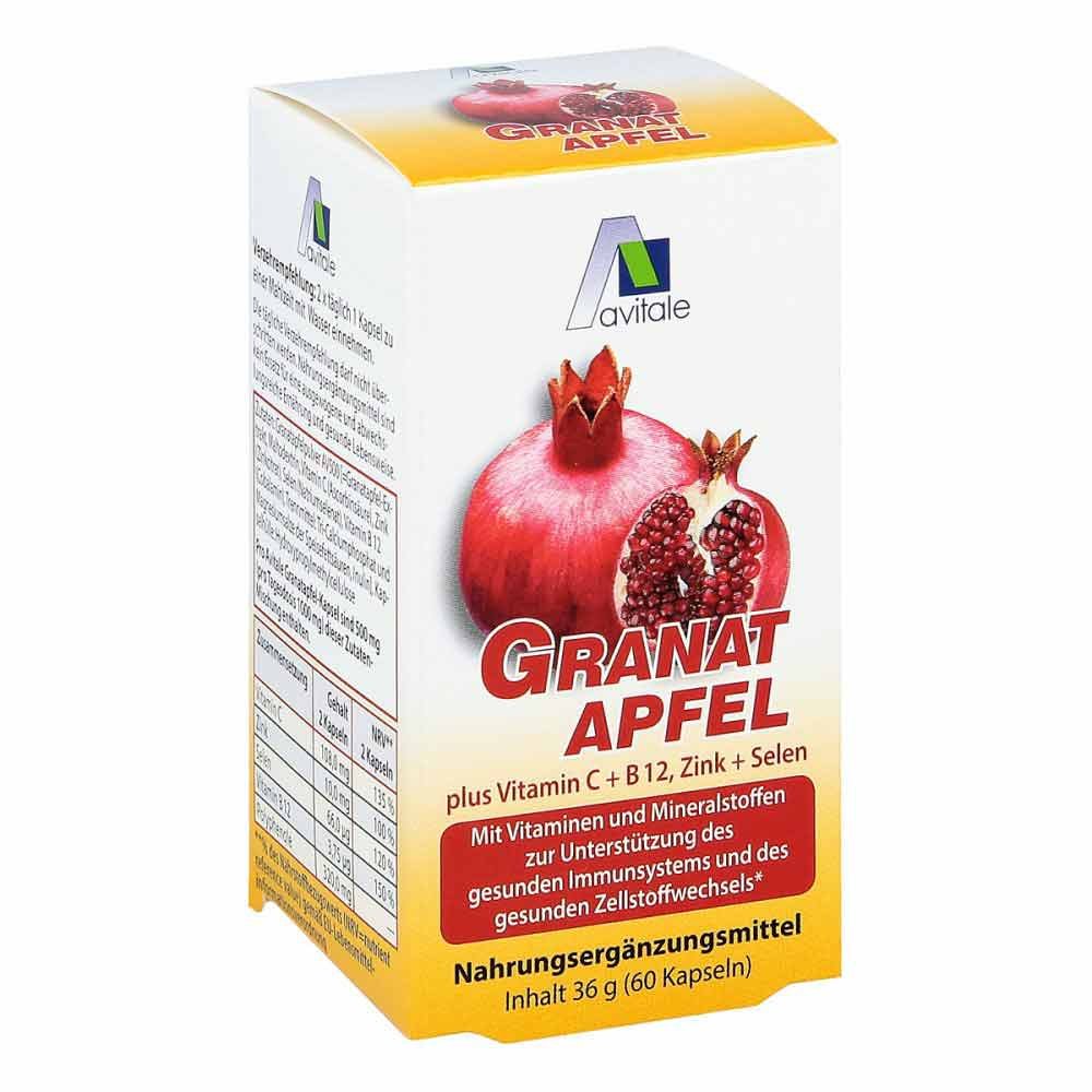 Bild von Granatapfel 500 mg Plus Vitaminc + B12 + Zink + Selen 60 Kapseln - Nahrungsergänzungsmittel