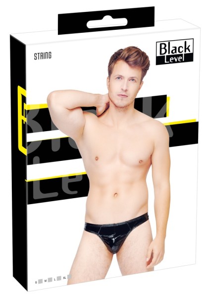 Bild von Black Level Lack Rio String, bi-elastischem Lack mit edlem Glanz, Gogo Bikinislip Reizwäsche