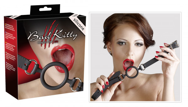 Bild von Bad Kitty Silikon-Mundknebel - softe Mundfessel für Frauen und Männer, Mundsperre in Ringform, mit verstellbaren Riemen, zum Umschnallen
