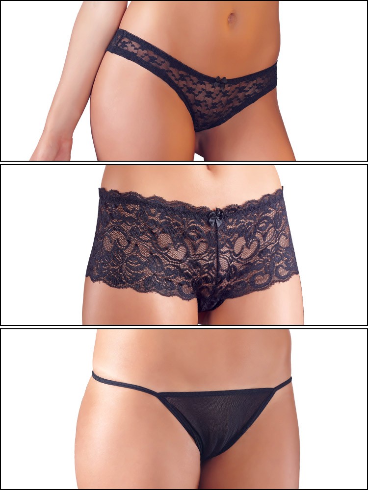 Bild von Cottelli Collection Lingerie Slip Set, L, schwarz