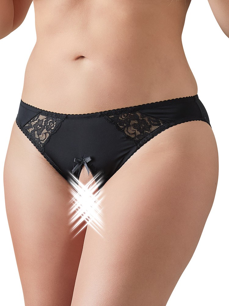Bild von Cottelli Collection Cottelli Crotchless Slip mit Spitze Plus Size Schwarz - Schwarz - 4XL