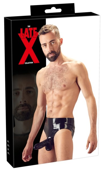 Bild von Late X Latex-Slip mit Penishülle - schwarz