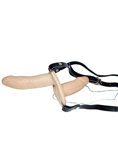 Bild von You2Toys Vibrating Strap-On Duo - stimulierender Doppel-Strap-On für sie und ihn, jeweils 10 Vibrationsmodi, intensive Reiz-Struktur, hautfarben hell