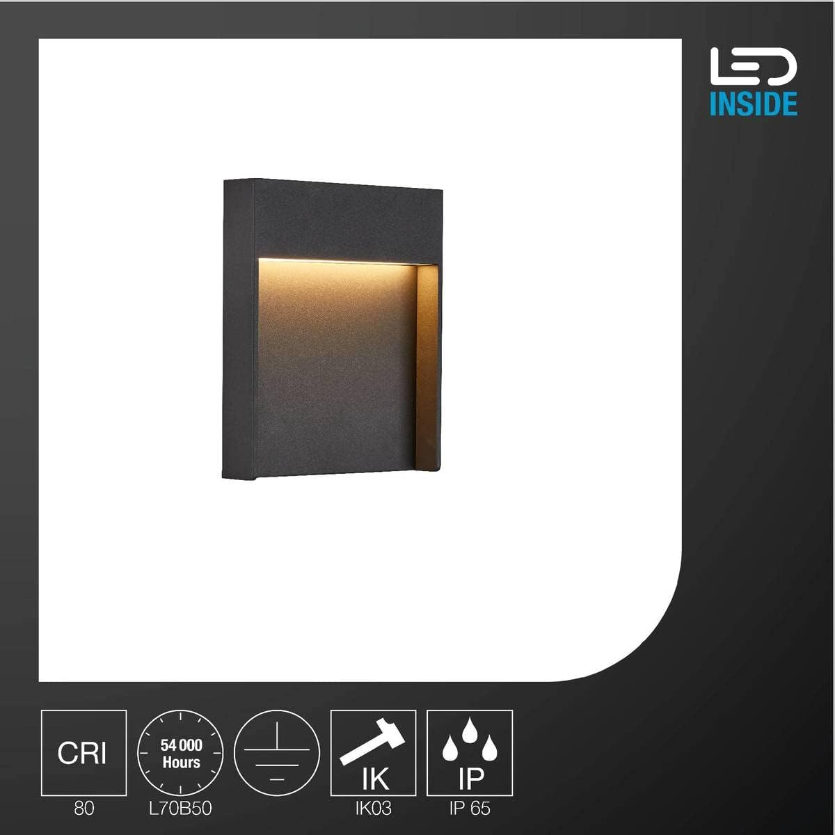Bild von SLV LED Wandleuchte FLATT für die Außenbeleuchtung von Hauseingang, Wänden, Wegen, Terrassen, Fassaden, Treppen | LED Wandlampe, Aussenleuchte, Gartenlampe // CCT Switch (3000K/4000K), 500 Lumen, 14W
