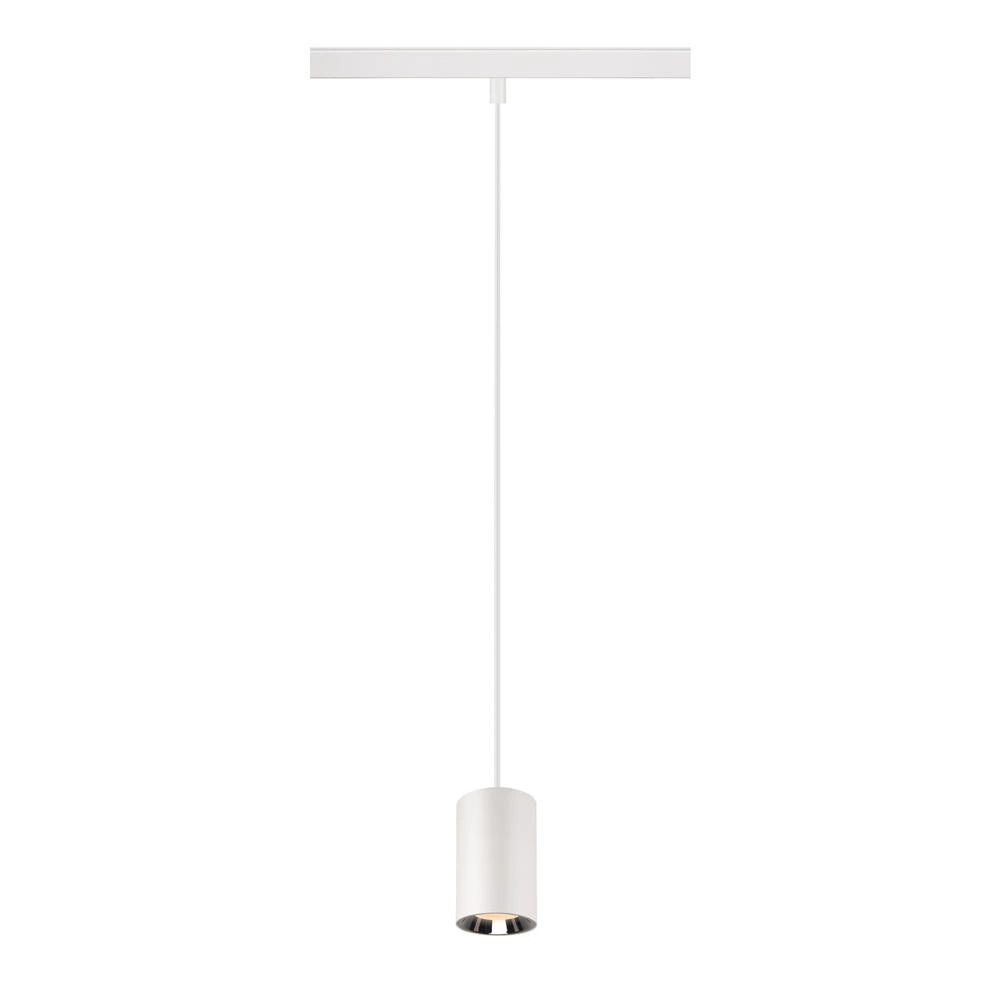 Bild von 48V LED Schienensystem Pendelleuchte Numinos Xs in Weiß und Chrom 8,7W 670lm 2700K 55°