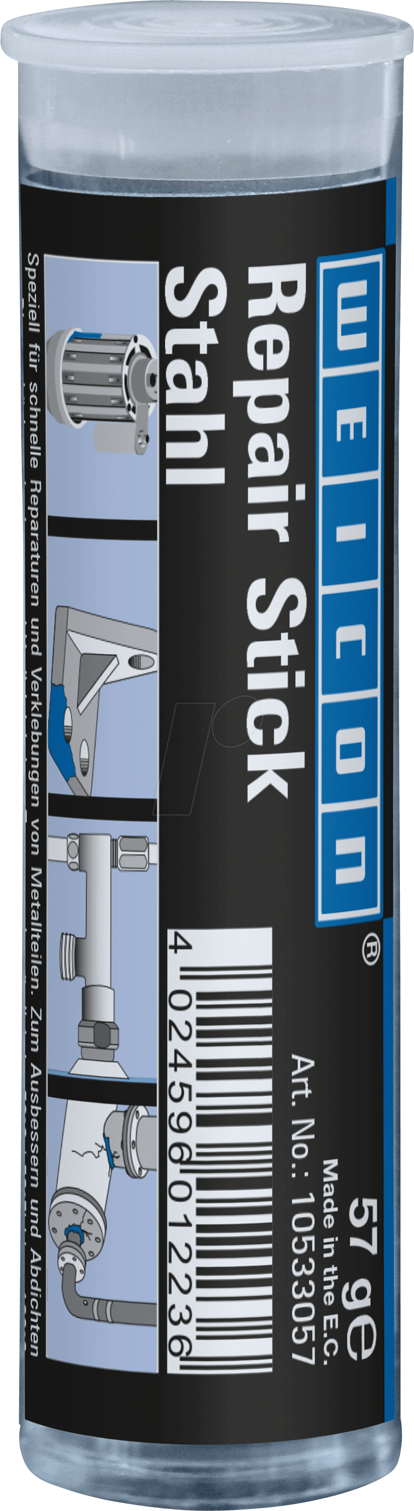 Bild von WEICON Reparaturmasse Repair Stick Stahl für hochfeste Reparaturen von Metallteilen, Epoxid, schnellhärtend, stahlgefüllt, NSF-zertifiziert