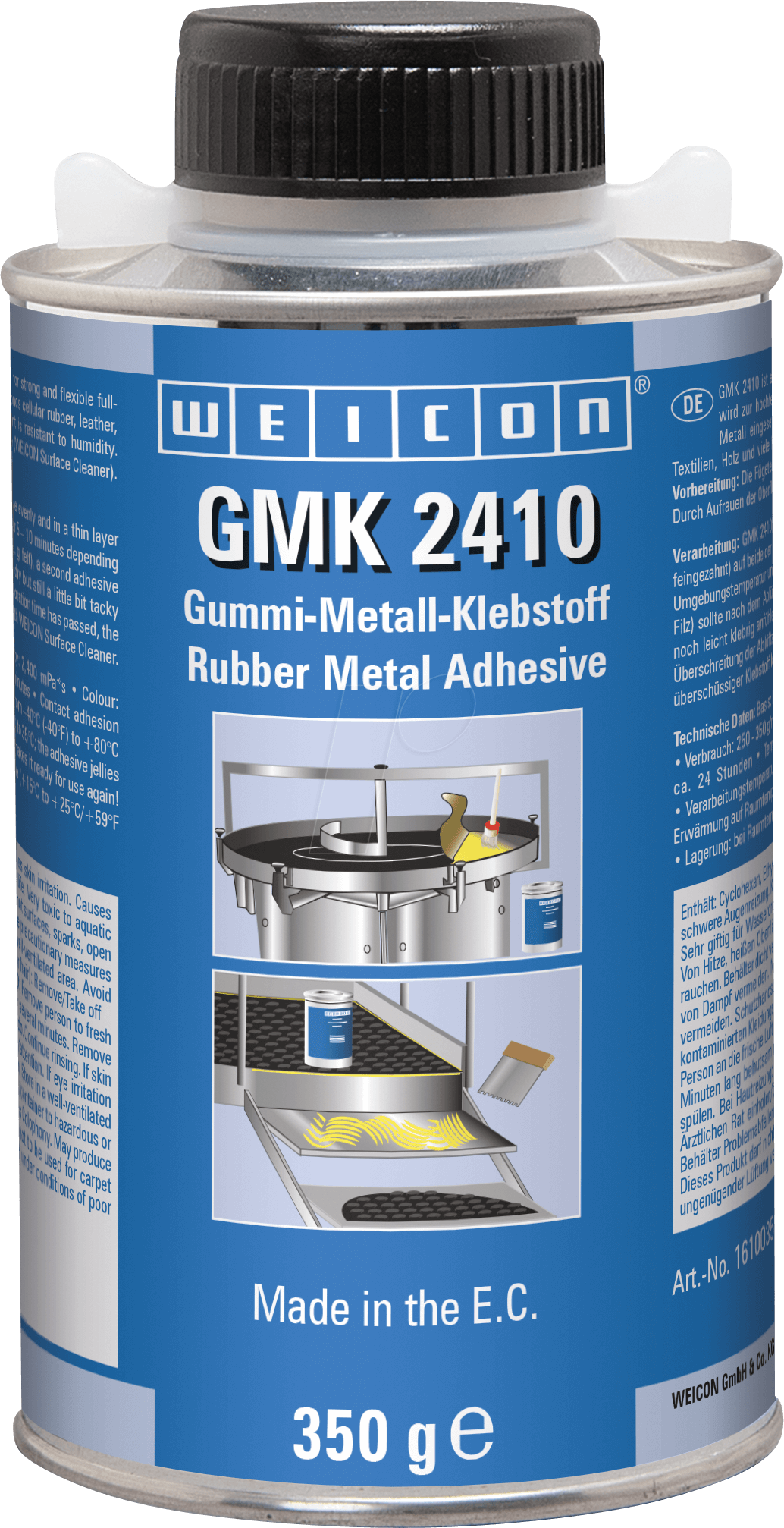 Bild von WEICON Klebstoff GMK 2410 Kontaktklebstoff, schnellhärtender 1K Gummi-Metall-Kleber, für flexible Verklebungen