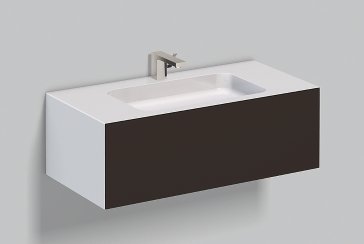 Bild von Alape WP.Folio3 Waschplatz, 1004x350x500mm, Waschtischunterschrank 1 Vollauszug, Waschtisch mit Hahnloch, 515681, Farbe (Front/Korpus): Lack seidenmatt Schattenerde