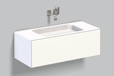 Bild von Alape WP.Folio4 Waschplatz, 1004x350x450mm, Waschtischunterschrank 1 Vollauszug, Waschtisch ohne Hahnloch, 515651, Farbe (Front/Korpus): Lack seidenmatt weiß