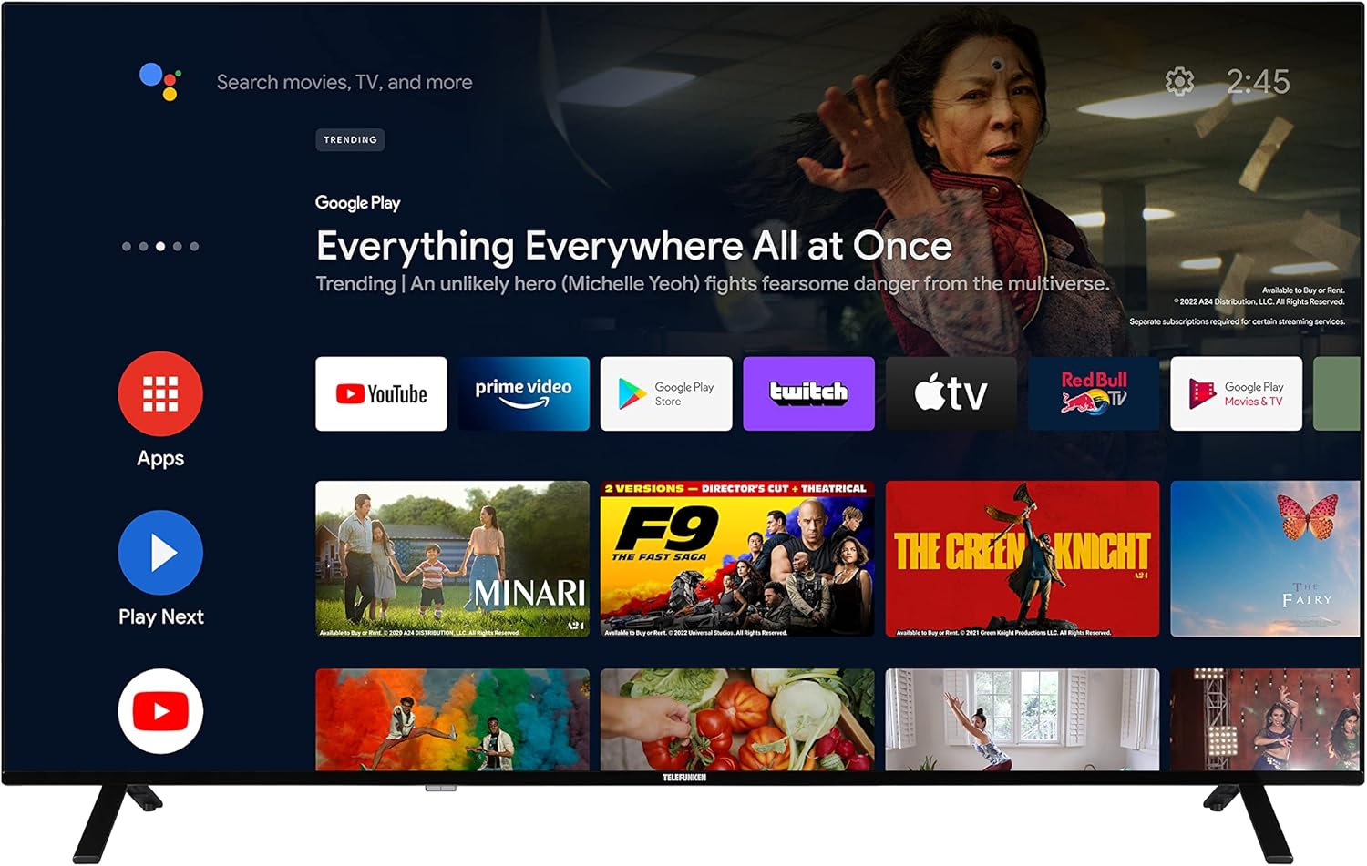 Bild von Telefunken XU55AN751S LCD-LED Fernseher (139 cm/55 Zoll, 4K Ultra HD, Android TV, HDR Dolby Vision, Triple-Tuner, Bluetooth, Dolby Atmos)