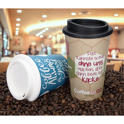 Bild von elasto Coffee-to-go-Becher doppelwandiger Kaffeebecher mit Deckel 350 ml für unterwegs, Made in Germany, BPA-frei, 100% recyclebar, Heißgetränke, Teebecher