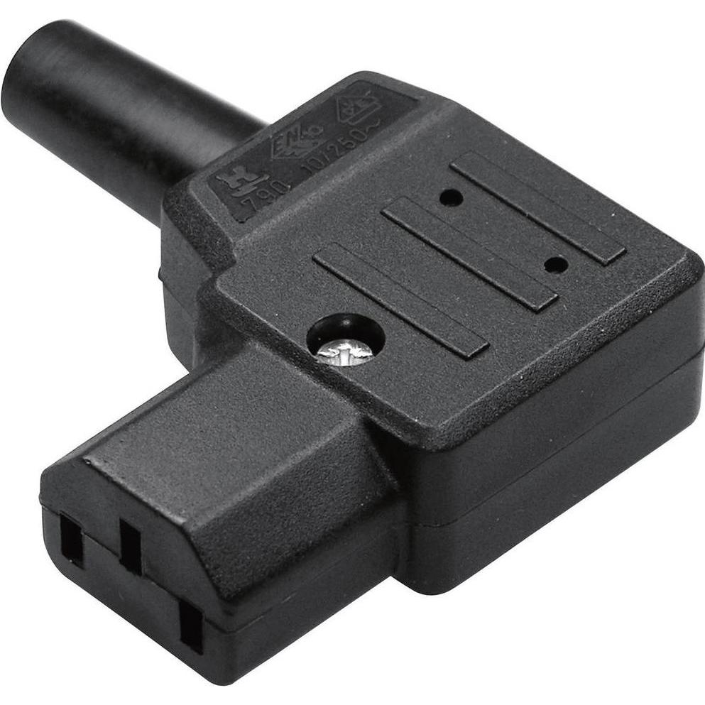 Bild von Kaiser 790/sw/C Kaltgeräte-Steckverbinder 790 Buchse, gewinkelt Gesamtpolzahl: 2, Elektronikkabel + Stecker, Schwarz
