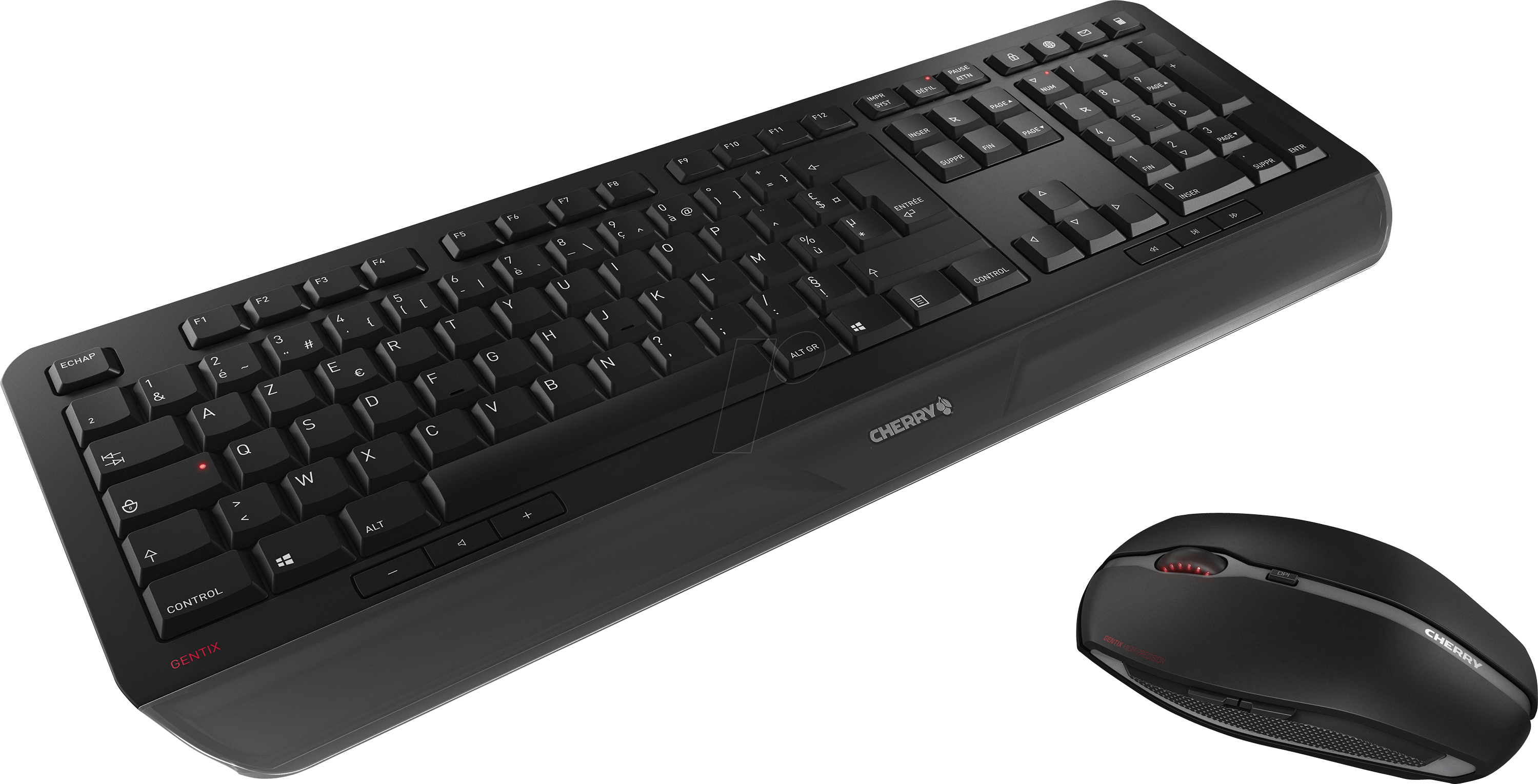 Bild von CHERRY GENTIX DESKTOP, Kabelloses Tastatur-Maus-Set, Französisches Layout (AZERTY), 2,4 GHz Funk, Integrierte Handballenauflage, Symmetrische Maus, Schwarz