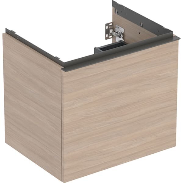 Bild von Geberit Acanto Unterschrank für Waschtisch, 1 Schublade und 1 Innenschublade, Wandhängend, 592x541x475mm, 503.003., Farbe (Front/Korpus): Korpus und Front: Eiche/Melamin Holzstruktur, Griff: lava/ matt