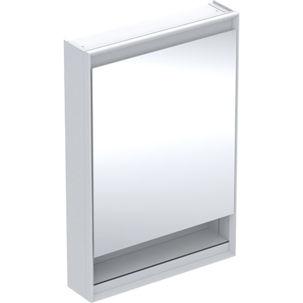 Bild von Keramag Geberit ONE Spiegelschrank mit ComfortLight, 1 Tür, mit Nische, Aufputzmontage, Weiss/Aluminium, 60x90cm, 505.83; Ausführung: Anschlag Links
