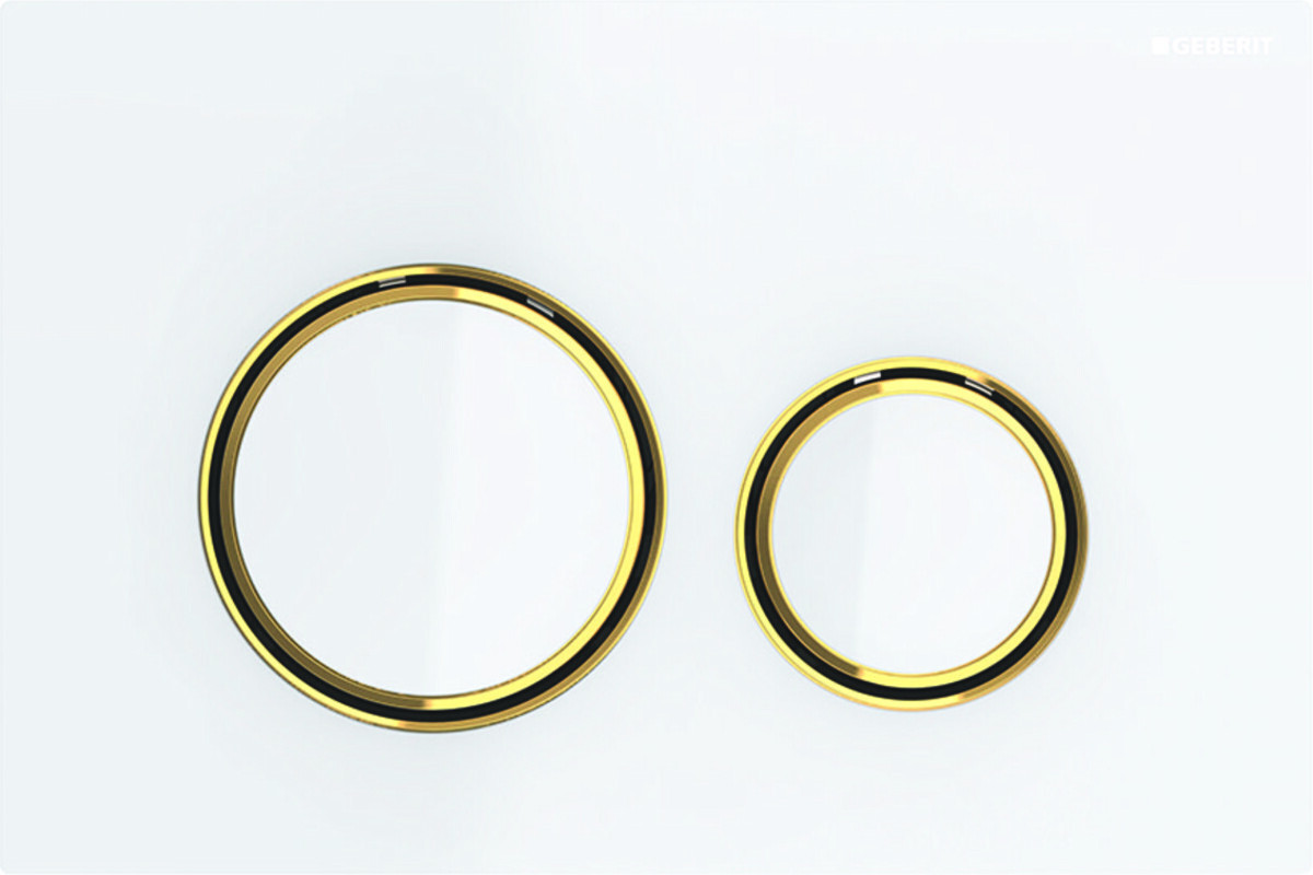 Bild von Geberit Betätigungsplatte Sigma21, für 2-Mengen-Spülung, Metallfarbe Messing, 115.652.SI.1, Farbe: Weiß
