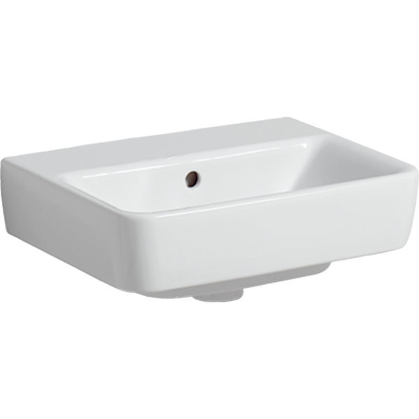 Bild von Geberit, Waschbecken, Renova Plan, Handwaschbecken, 45x34 cm, ohne Hahnloch, mit Überlauf, 501626 (170 mm, 450 mm)