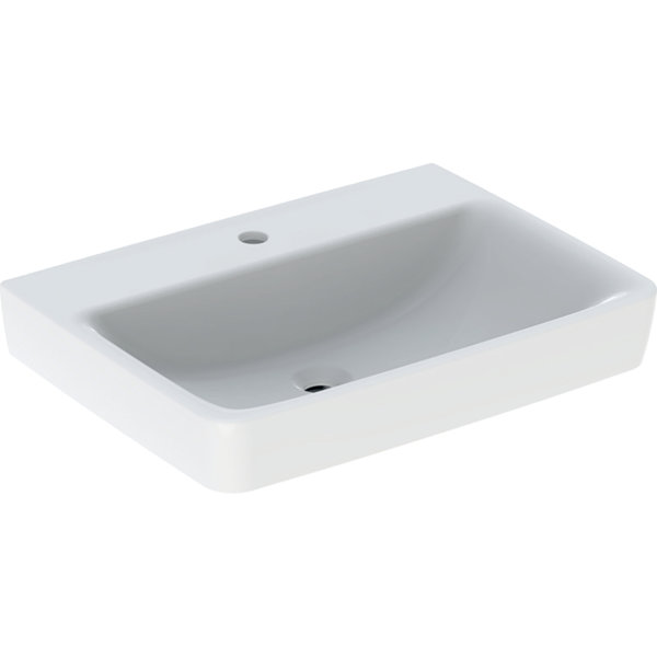 Bild von Geberit Renova Plan, Waschtisch, 65x48 cm, 1 Hahnloch, ohne Überlauf, 501641, 501.641.00.1, Farbe: weiß matt