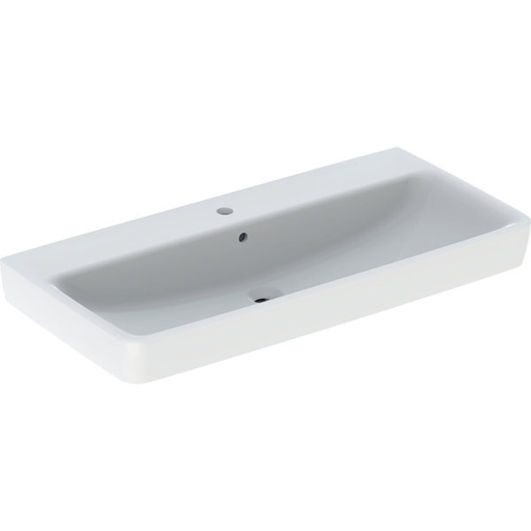 Bild von Geberit Renova Plan, Waschtisch, 100x48 cm, 1 Hahnloch, mit Überlauf, 501706, 501.706.00.1, Farbe: weiß matt