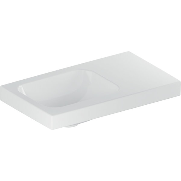 Bild von Geberit iCon Light Handwaschbecken, 53 cm x 31 cm, ohne Hahnloch, ohne Überlauf, Ablagefläche rechts, 501832, 501.832.00.3, Farbe: Weiß