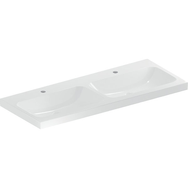 Bild von Geberit, Waschbecken, iCon Light Doppelwaschtisch, 120 cm x 48 cm, mit 2 Hahnlöcher, ohne Überlauf,501838 (155 mm, 1200 mm)
