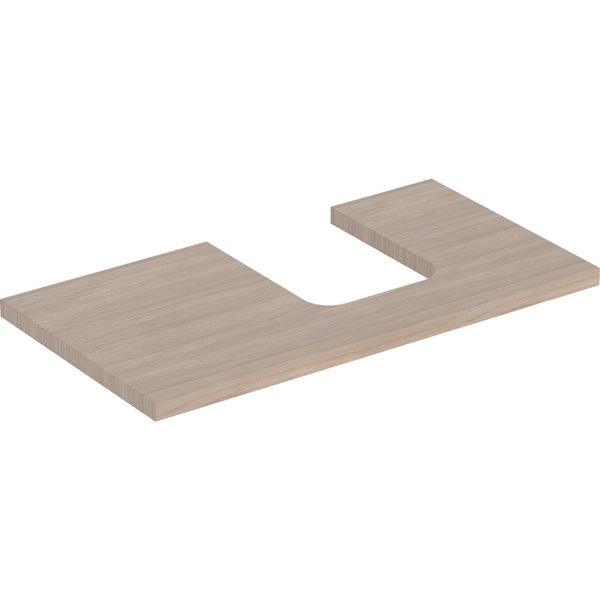 Bild von Geberit ONE Waschtischplatte, Ausschnitt rechts, für Aufsatzwaschtisch Schalenform, 90x3x47cm, 505.313.00., Farbe: Eiche / Melamin Holzstruktur