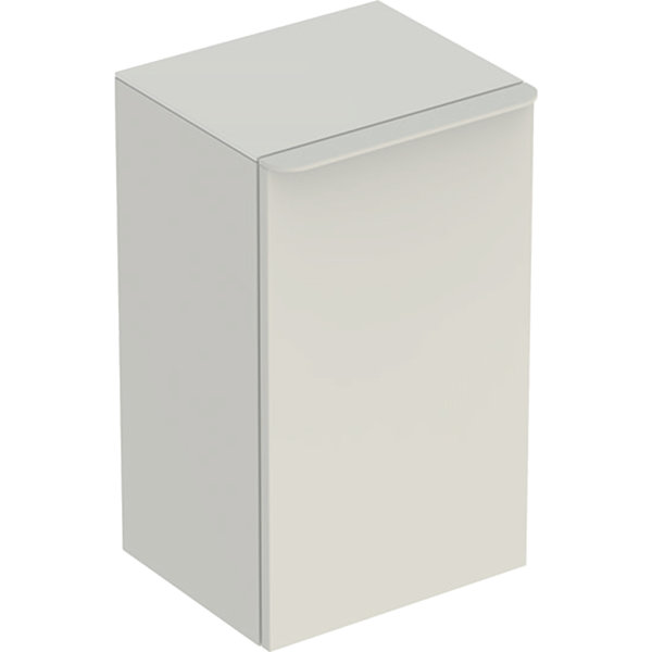 Bild von Keramag Geberit Smyle Square Seitenschrank, 500360, 36x60x32,6cm, mit 1 Tür linksöffnend, Farbe: Sand-grau Hochglanz Lack - 500.360.JL.1