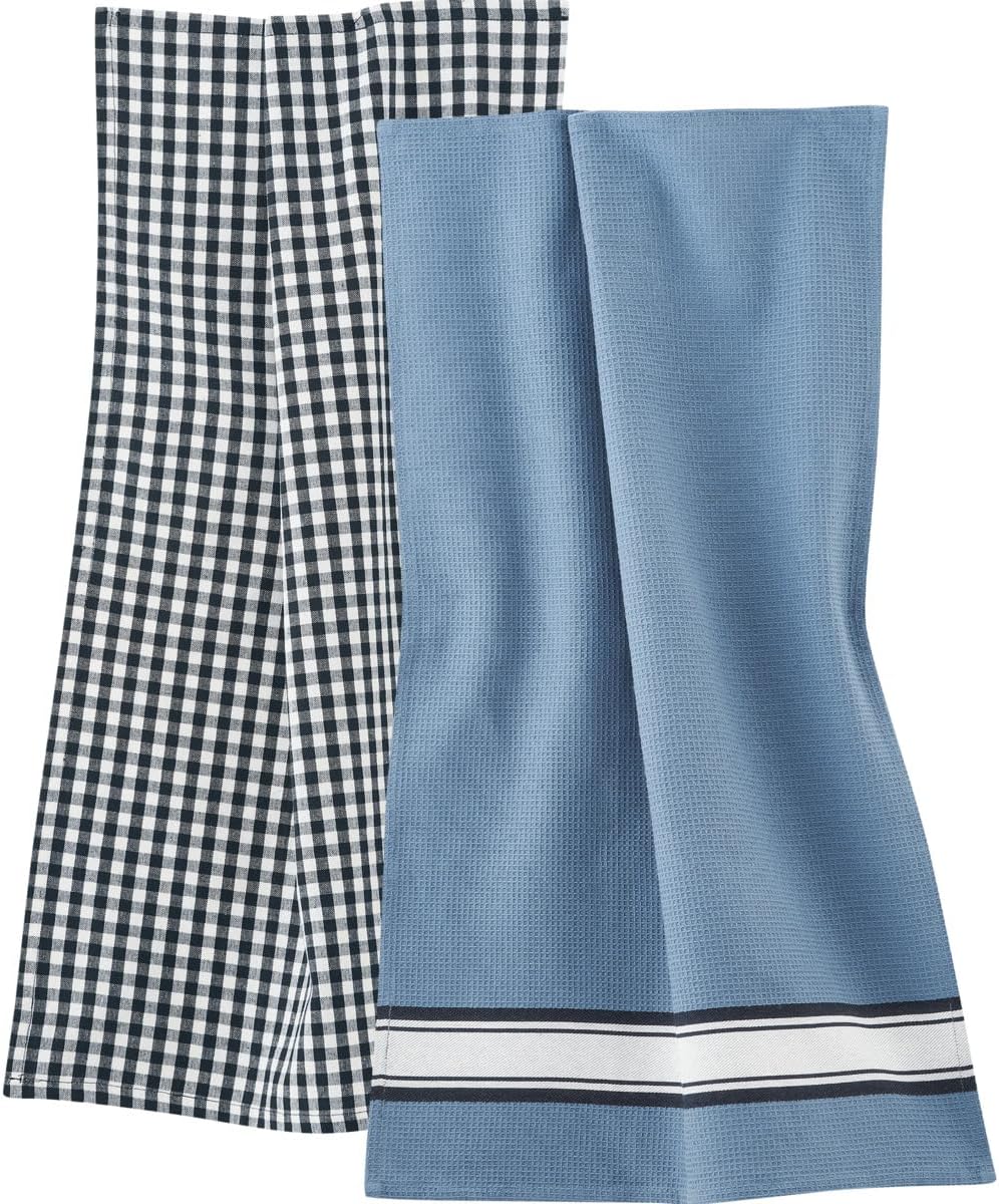 Bild von Living Crafts - Delhi | Geschirrtücher, 2er-Pack, Set 100% Baumwoll-Geschirrtücher | Saugfähige und langlebige Küchentücher, Geschirrhandtuch (Indigo Blue)