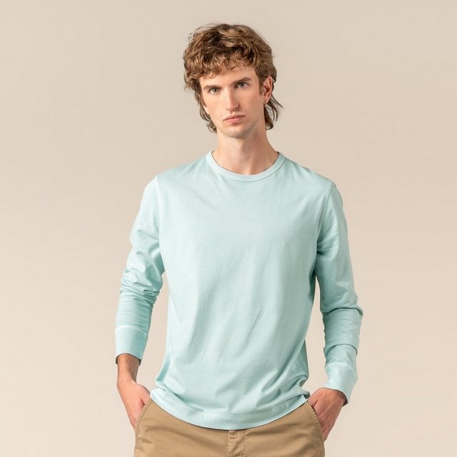 Bild von Living Crafts Bio-Herren-Langarmshirt "PINO" mit Feinrippbündchen, jade, Gr. XL