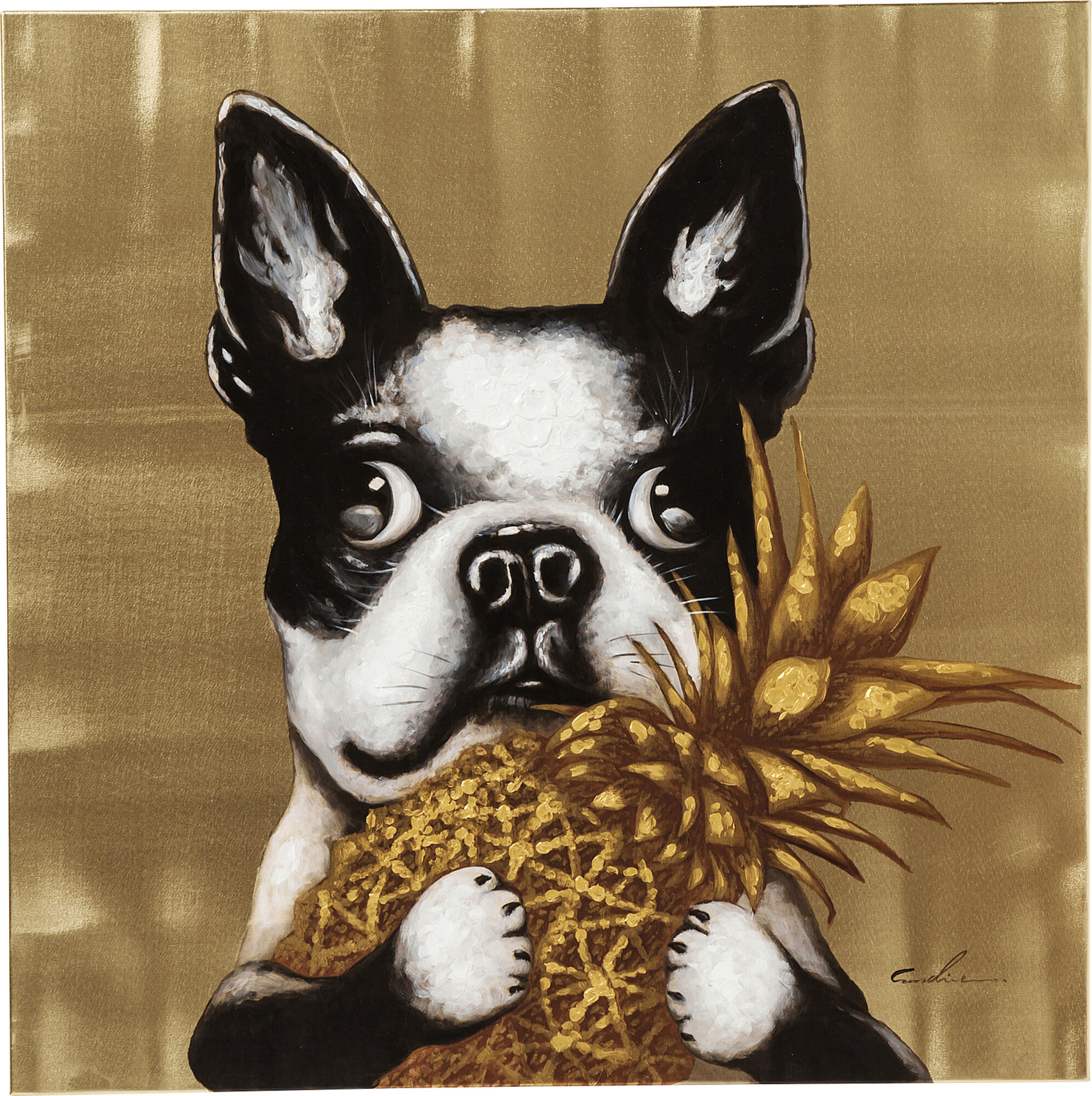 Bild von Bild Touched Dog with Pineapple 80x80cm