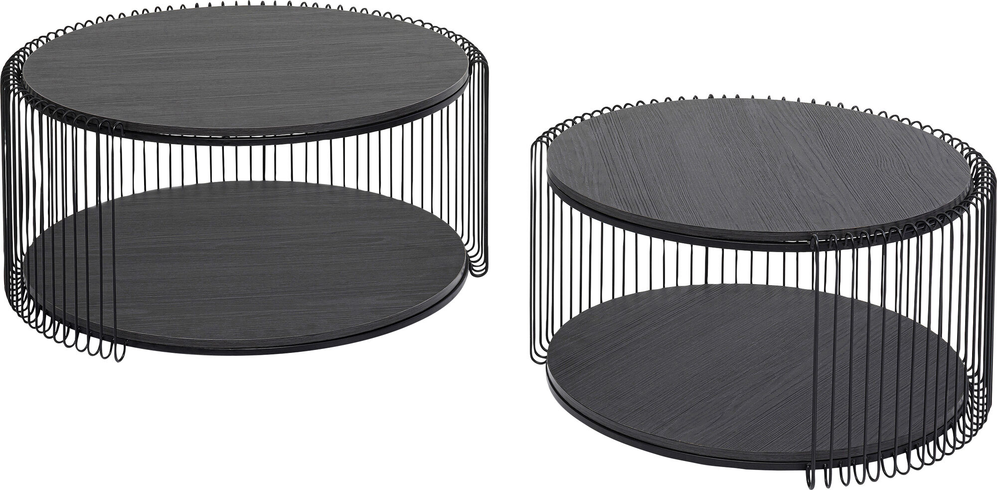 Bild von Couchtisch Wire Double Schwarz Wood (2/Set)