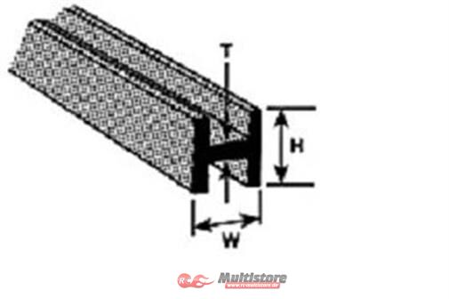 Bild von Krick PLASTRUCT H-6 H-Profil ABS 4,8x4,8x600mm (4) / 190064