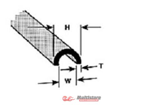 Bild von Krick PLASTRUCT HP-6 Halbrund-Profil ABS 7,9x4,8x375mm (4) / 190173