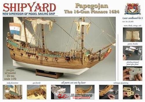Bild von Krick Modellbausatz Shipyard Papegojan 1627 The 16 Gun Pinnace 1624 1:72 Laser Cut Kartonb