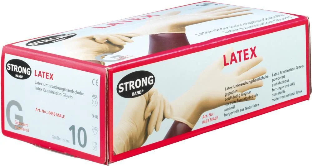 Bild von Stronghand, Schutzhandschuhe, Einweghandschuhe Male Grösse L (9) hellbeige Latex EN 420 PSA-Kategorie I (9)