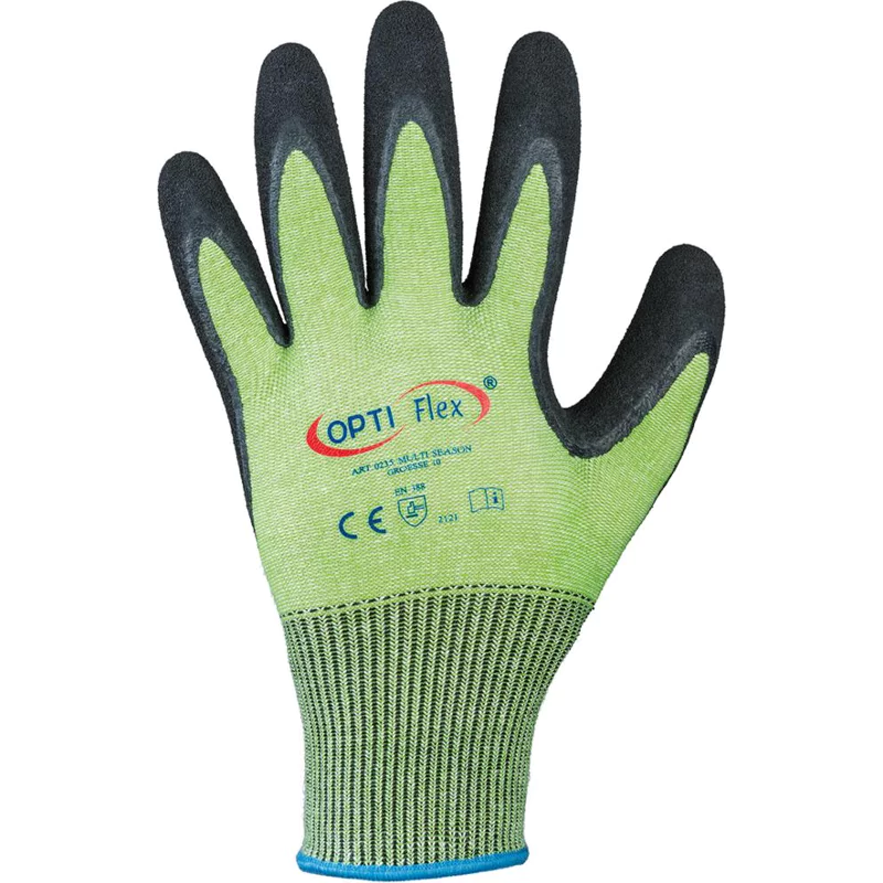 Bild von 1 Paar Latex beschichtete Handschuhe für alle Jahreszeiten Stronghand *Multi Season* - neon-grün/schwarz