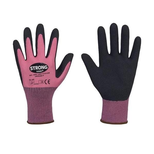 Bild von Stronghand, Schutzhandschuhe, Handschuhe LADY FLEXTER Grösse 6 pink/schwarz EN 420/EN 388 PSA-Kategorie II (6)