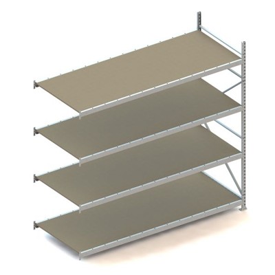Bild von Weitspannregal H2500xB2600xT1050mm, Anbauregal 4 Spanplattenböden Trgf. 490kg