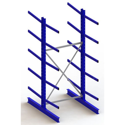 Bild von Meta Kragarmregal Grundregal IPE140 doppelseitig 3000 x 1300 x 1600 mm Enzianblau 10 Kragarmen je Ständer