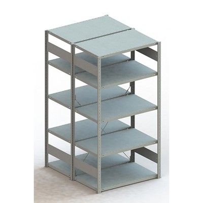 Bild von META® - Doppel-Grundregal CLIP 150 S3 2000 x 1000 x 600 RAL 7035 kpl. mit 2 x 5 Böden