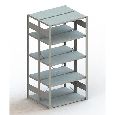 Bild von META® - Doppel-Grundregal CLIP 230 S3 2000 x 1000 x 400 RAL 7035 kpl. mit 2 x 5 Böden