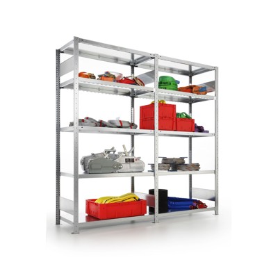 Bild von META® - Grundregal CLIP 230 S3 Längsriegel 2000 x 1300 x 300 RAL 7035 kpl. mit 4 Böden