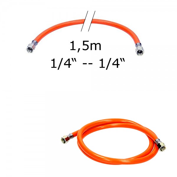 Bild von Gasschlauch 1,5m - Mitteldruck 6,3x3,5mm; Gummi + Gewebeeinlage - 1...