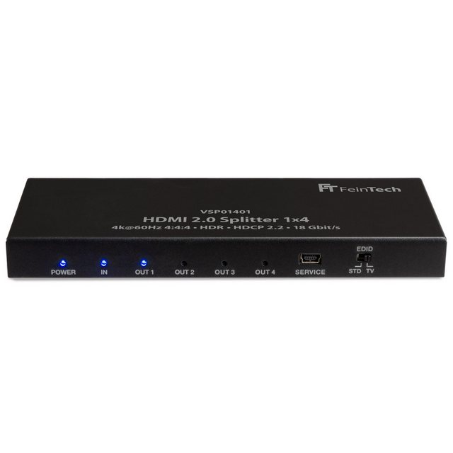 Bild von FeinTech HDMI-Splitter VSP01401 HDMI 2.0 Splitter 1x4, Downscaler, EDID-Management