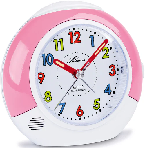 Bild von Kinderwecker ATLANTA "1708-17", rosa (weiß, rosa), Wecker, Kinder, Quarzwecker, Geschenkidee